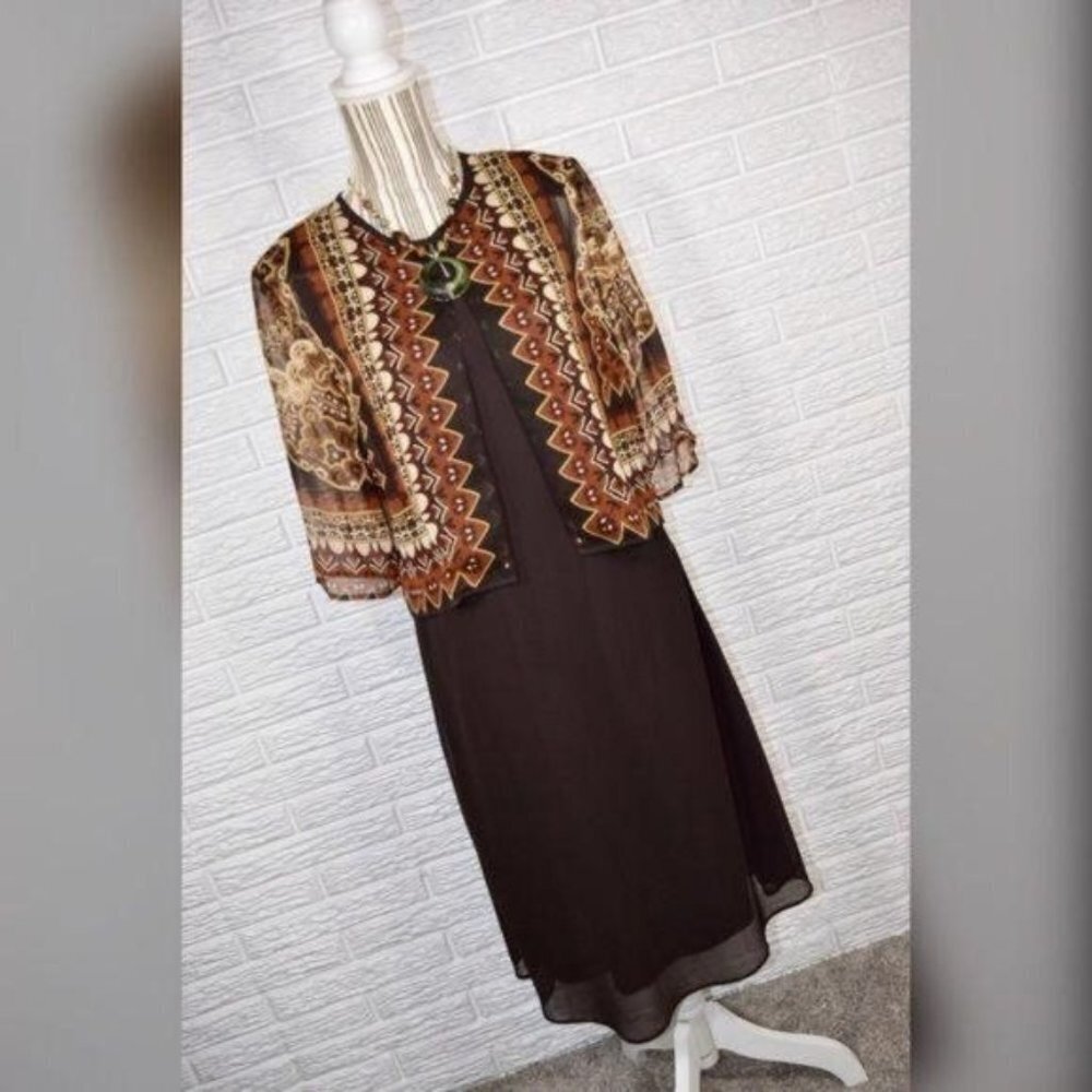 K Multi-Tone Brown 2-pc Dress Set. Size 6